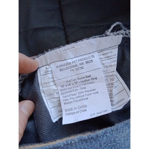 Fur Haven Gray fleece pet dome tent bed small dog or cat - Picture 6 of 7